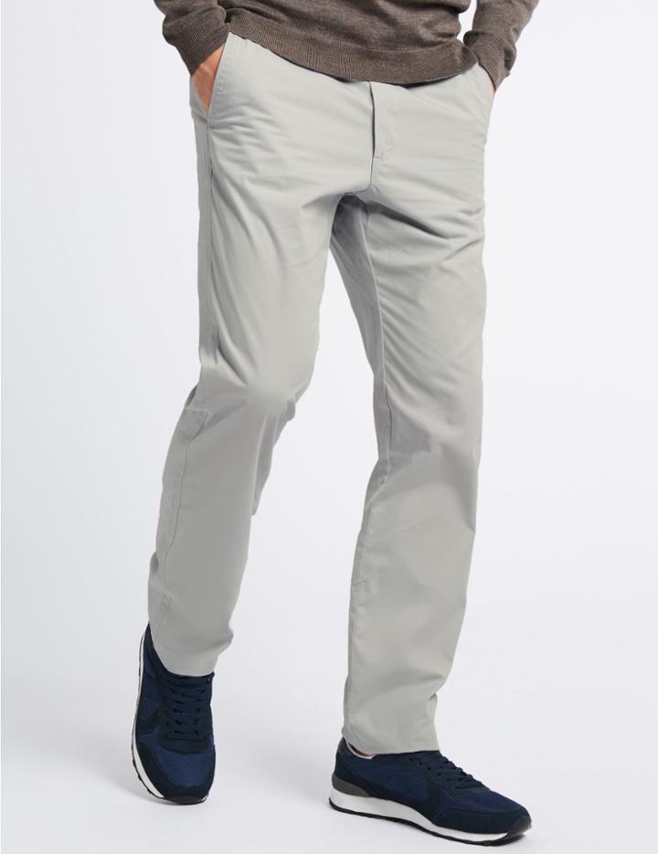 Marks & Spencer Cotton Rich Slim Fit Chinos Light Grey
