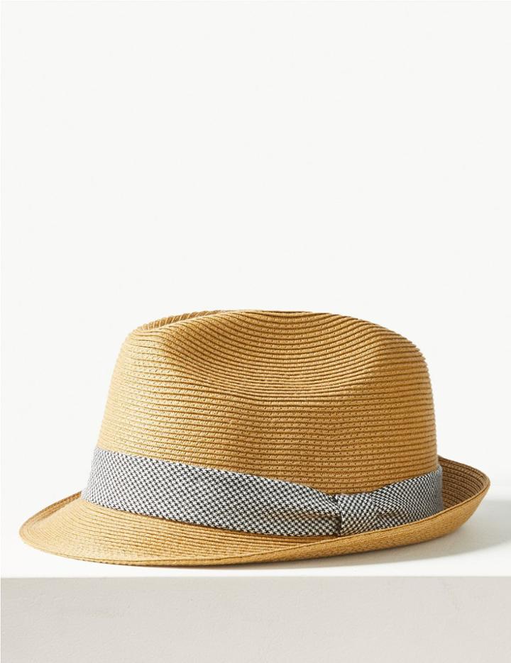 Marks & Spencer Braid Trilby Hat Tobacco