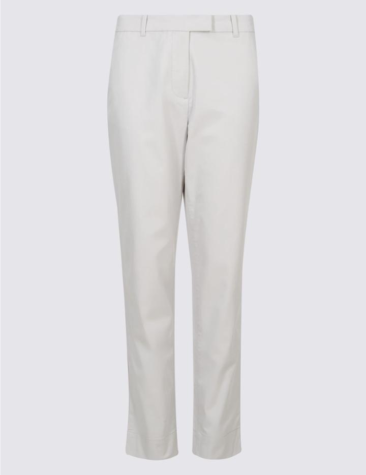 Marks & Spencer Cotton Rich Straight Leg Chinos Silver Grey