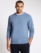 Marks & Spencer Pure Lambswool Crew Neck Jumper Chambray