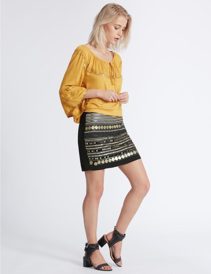Marks & Spencer Coin Detail Mini Skirt Black Mix