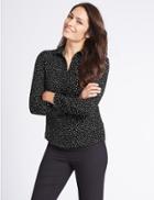 Marks & Spencer Spotted Long Sleeve Shirt Black Mix