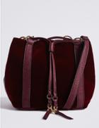 Marks & Spencer Velvet Drawstring Duffle Bag Burgundy