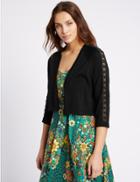 Marks & Spencer Lace 3/4 Sleeve Cardigan Black