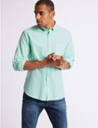 Marks & Spencer Easy Care Pure Cotton Slim Fit Oxford Shirt Mint