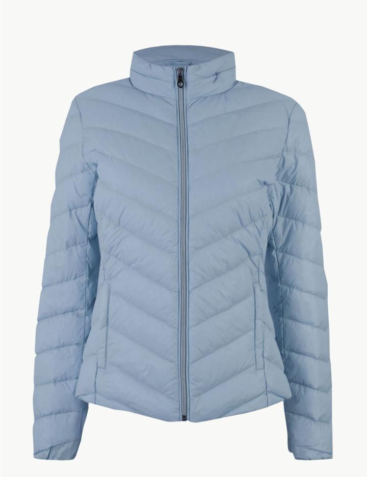Marks & Spencer Lightweight Down & Feather Jacket Light Blue
