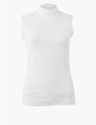 Marks & Spencer Textured Turtle Neck Top Soft White