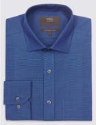 Marks & Spencer Cotton Blend Non-iron Regular Fit Shirt Navy Mix