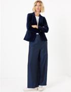 Marks & Spencer Jacquard Wide Leg Trousers Blue Mix