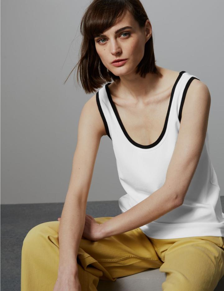 Marks & Spencer Textured Contrast Vest Top Cream Mix