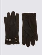 Marks & Spencer Leather Press Stud Gloves With Thinsulate&trade; Black