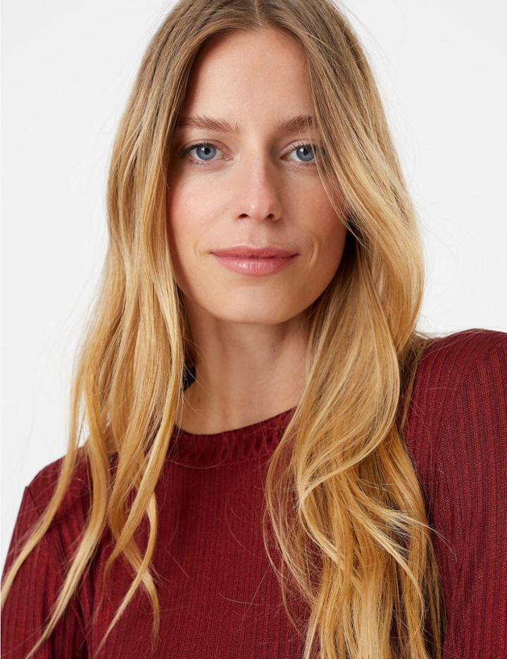 Marks & Spencer Fitted Long Sleeve Top Claret