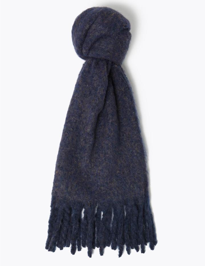 Marks & Spencer Boucle Tassel Scarf Navy