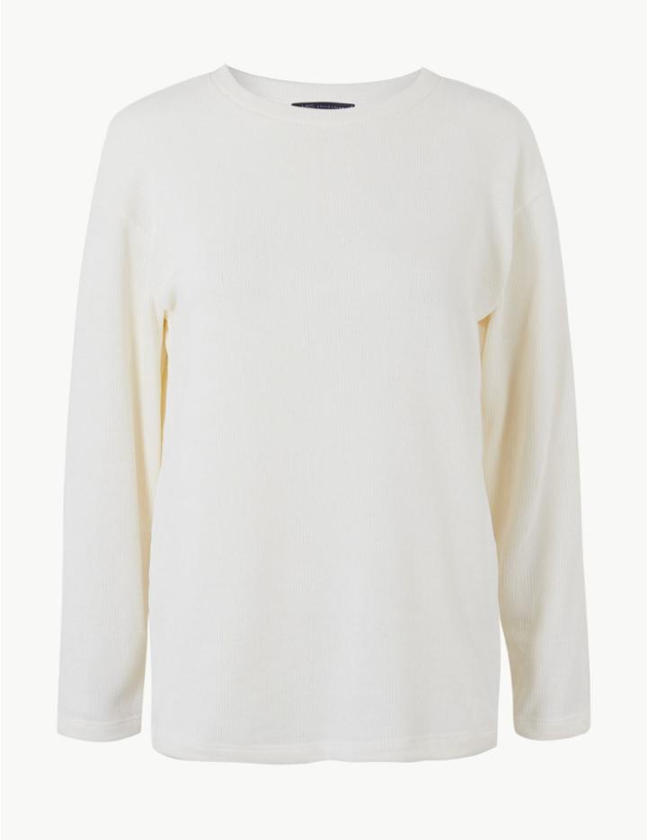 Marks & Spencer Textured Round Neck Long Sleeve Sweatshirt Ivory