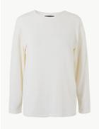 Marks & Spencer Textured Round Neck Long Sleeve Sweatshirt Ivory