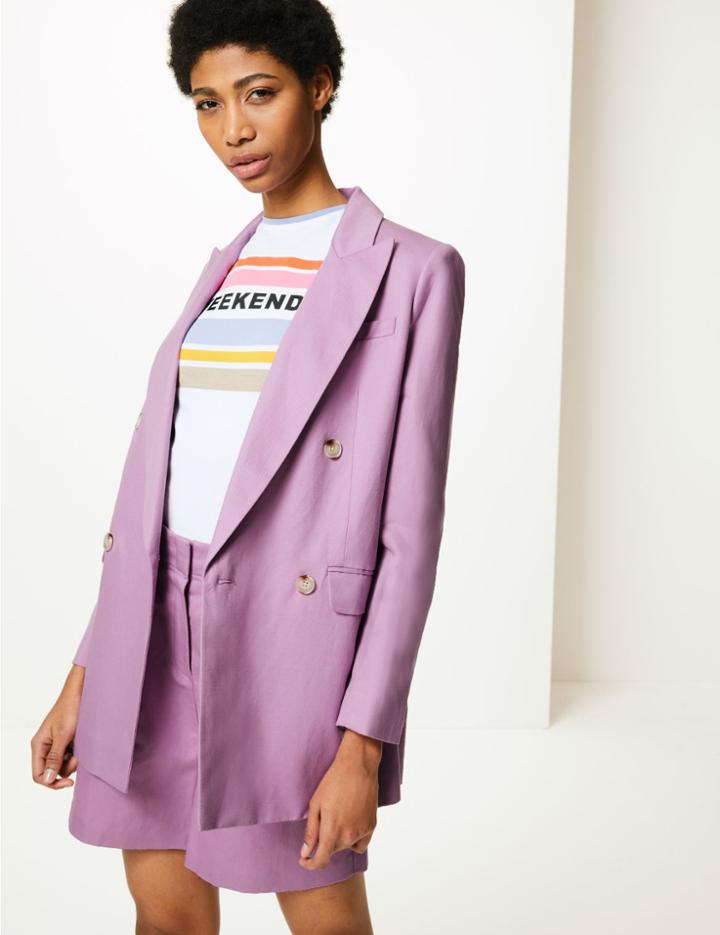 Marks & Spencer Linen Rich Shorts Lilac
