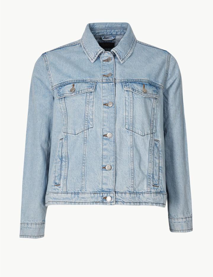 Marks & Spencer Curve Pure Cotton Denim Jacket Medium Indigo