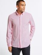 Marks & Spencer Cotton Rich Slim Fit Shirt Pink