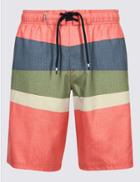 Marks & Spencer Striped Quick Dry Swim Shorts Coral Mix