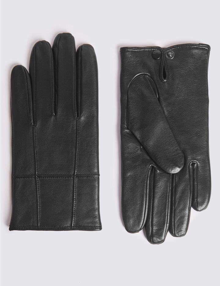 Marks & Spencer Leather Panelled Driving Gloves Black