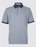 Marks & Spencer Modal Rich Textured Polo Shirt Blue Mix