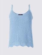 Marks & Spencer Cotton Rich Textured Crochet Strap Vest Top Chambray