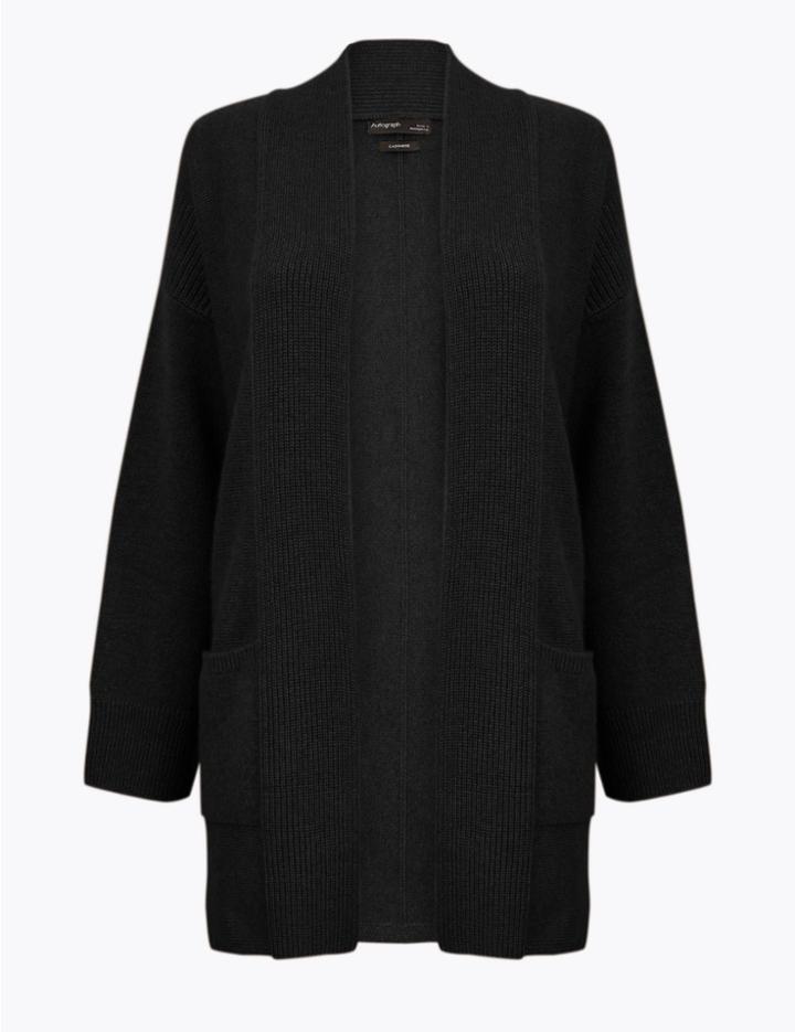 Marks & Spencer Cashmere Longline Relaxed Fit Cardigan Black