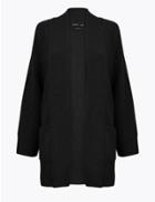 Marks & Spencer Cashmere Longline Relaxed Fit Cardigan Black