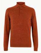 Marks & Spencer Knitted Long Sleeve Polo Shirt Orange