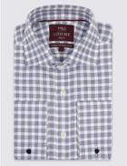 Marks & Spencer Pure Cotton Regular Fit Checked Shirt Cobalt