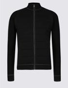 Marks & Spencer Pure Cotton Textured Zipped Through Cardigan Black