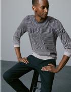 Marks & Spencer Supima&reg; Cotton Striped Slim Fit Jumper Navy Mix