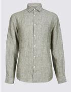 Marks & Spencer Easy Care Pure Linen Shirt With Pocket Khaki