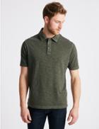 Marks & Spencer Pure Cotton Textured Authentic Polo Shirt Medium Khaki