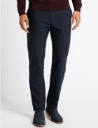 Marks & Spencer Cotton Stretch Slim Fit Flat Front Chinos Navy