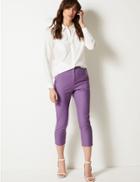 Marks & Spencer Cotton Rich Slim Cropped Trousers Heather