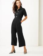 Marks & Spencer Short Sleeve Cropped Jumpsuit Black