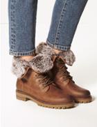 Marks & Spencer Lace-up Ankle Hiker Boots Tan