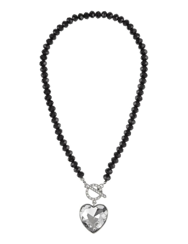 Marks & Spencer Diamant Heart Pendant T-bar Necklace Black Mix