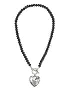 Marks & Spencer Diamant Heart Pendant T-bar Necklace Black Mix