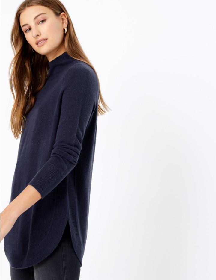 Marks & Spencer Cashmilon™ Curved Hem Relaxed Fit Jumper Navy