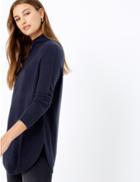 Marks & Spencer Cashmilon&trade; Curved Hem Relaxed Fit Jumper Navy