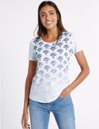 Marks & Spencer Printed Round Neck Short Sleeve T-shirt Navy Mix