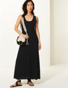 Marks & Spencer Linen Blend Round Neck Knitted Dresses Black