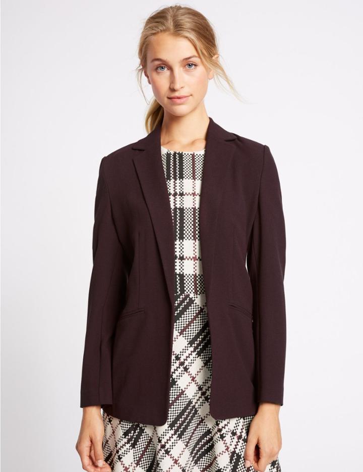 Marks & Spencer Open Front 2 Pocket Jacket Aubergine