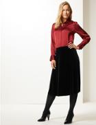Marks & Spencer Velvet A-line Midi Skirt Black