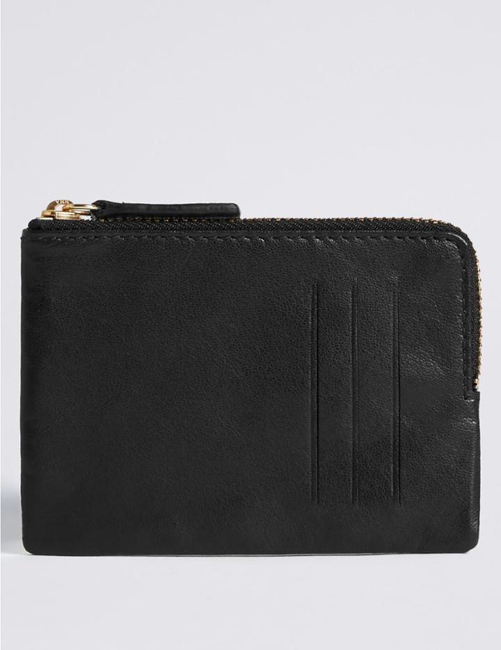 Marks & Spencer Leather Coin Purse With Cardsafe™ Black