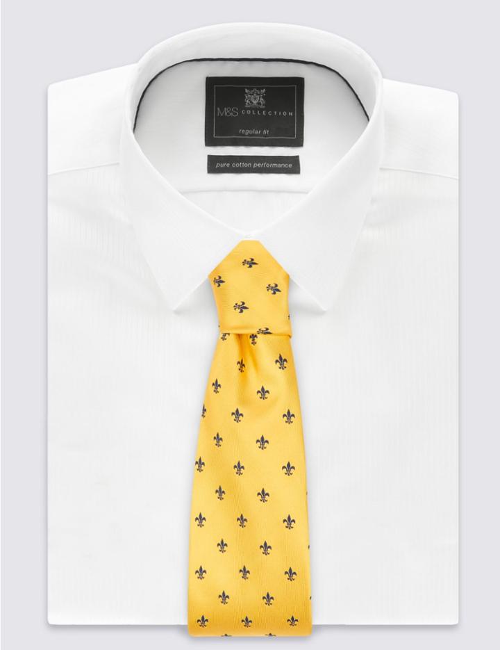Marks & Spencer Pure Silk Geometric Print Tie Yellow