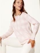 Marks & Spencer Checked Round Neck Long Sleeve Sweatshirt Pink Mix