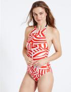 Marks & Spencer Secret Slimming&trade; High Neck Printed Swimsuit Red Mix